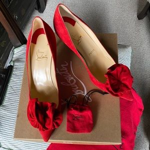 Christian Louboutin red suede heels! Perfect condition! Size 38